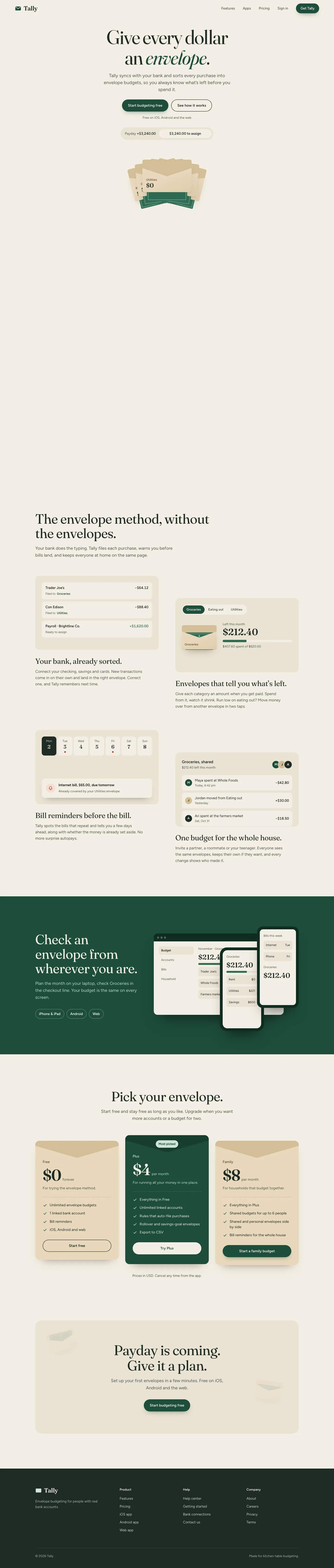 After: Tally landing page, made with Oil UI