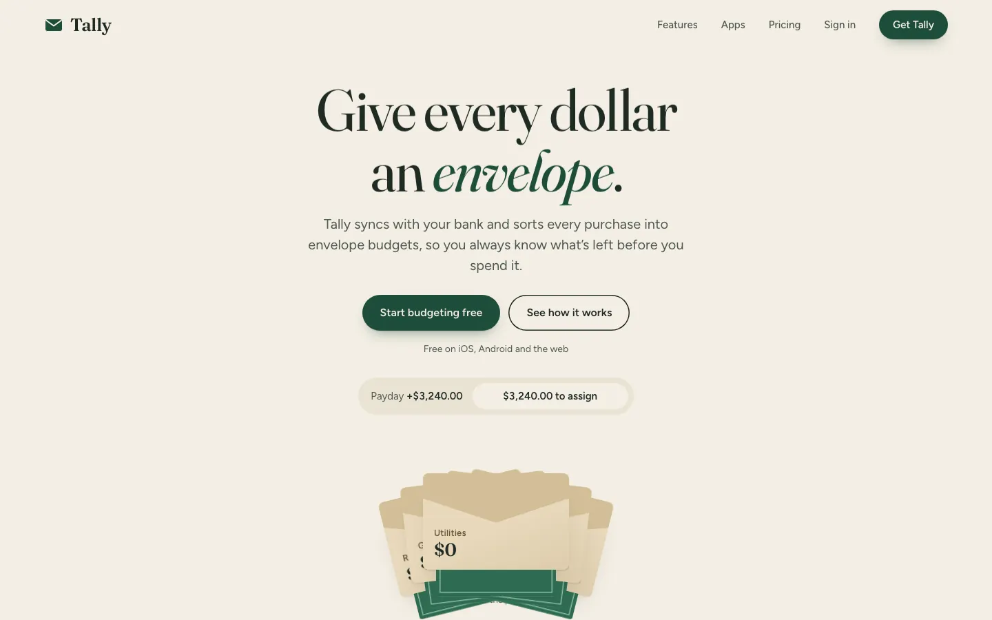 After: Tally landing page, made with oil-ui