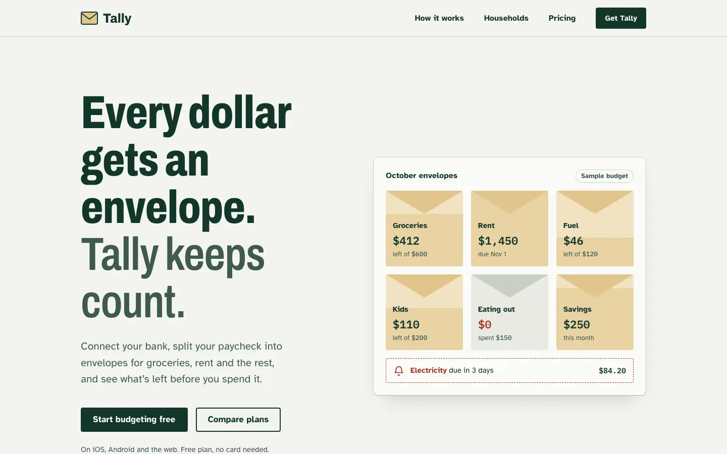 After: Tally landing page, made with AI Slop (OpenCode Power Pack)