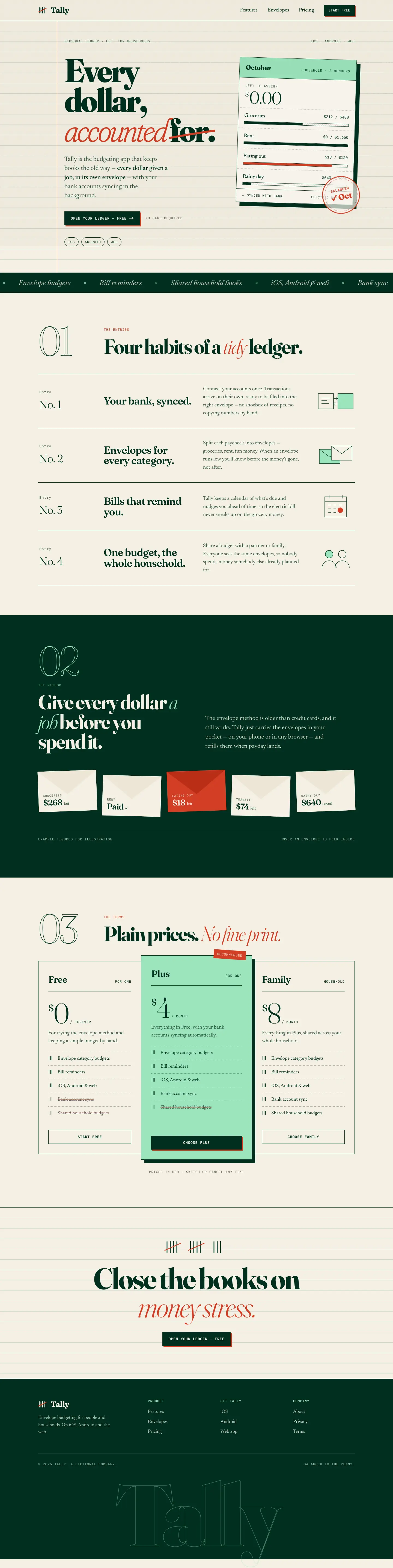 After: Tally landing page, made with Frontend Design (OpenDesign)