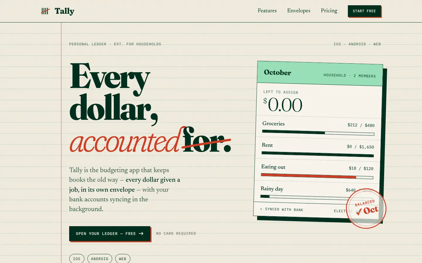 After: Tally landing page, made with Frontend Design (OpenDesign)