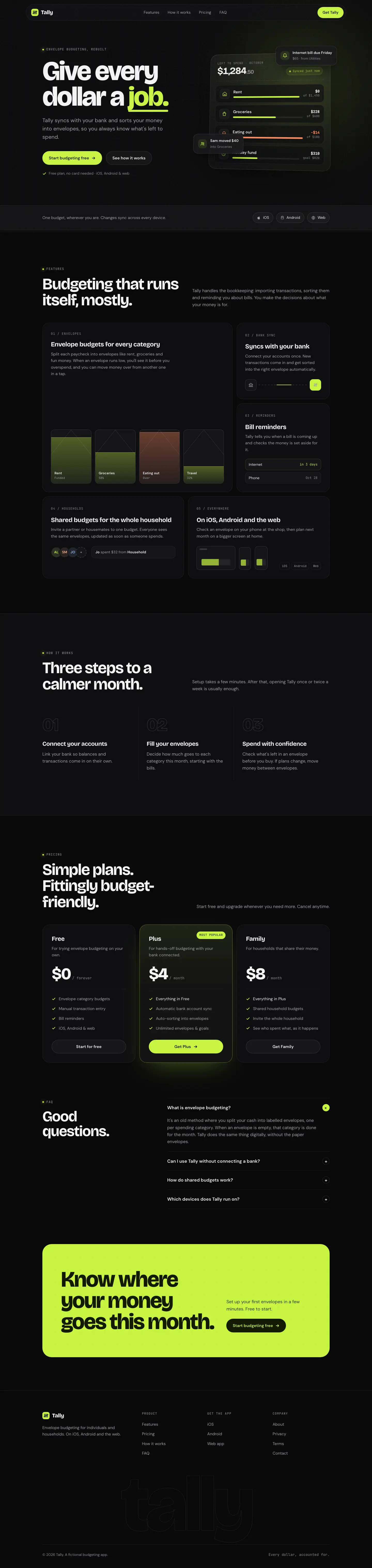 After: Tally landing page, made with Premium Frontend Design (kv0906)