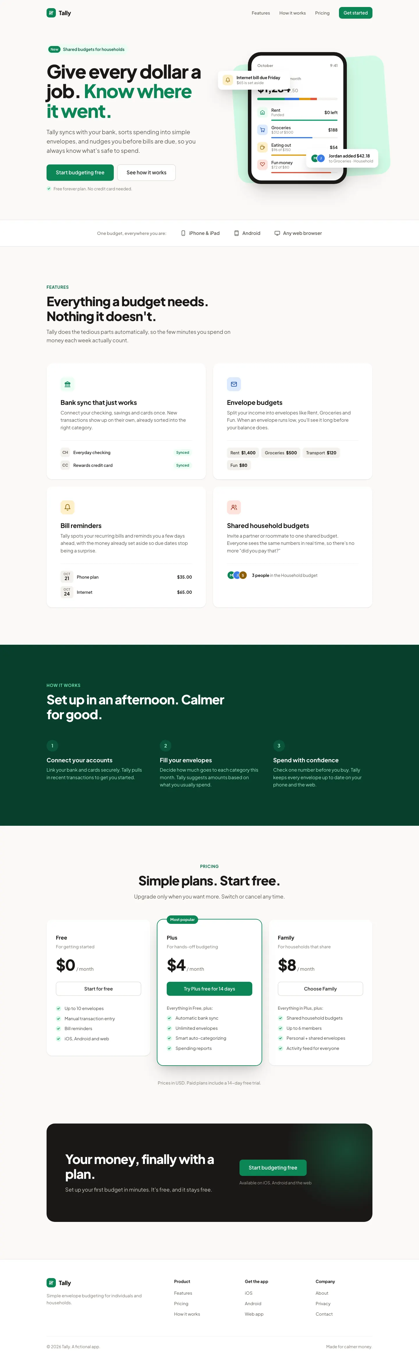 After: Tally landing page, made with Refactoring UI Skills