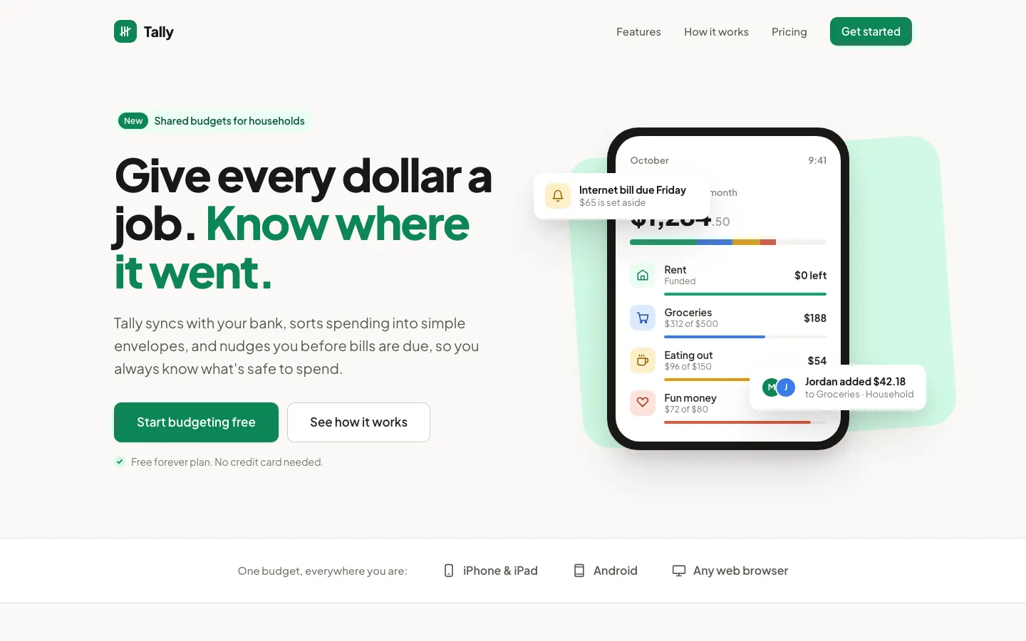 After: Tally landing page, made with Refactoring UI Skills