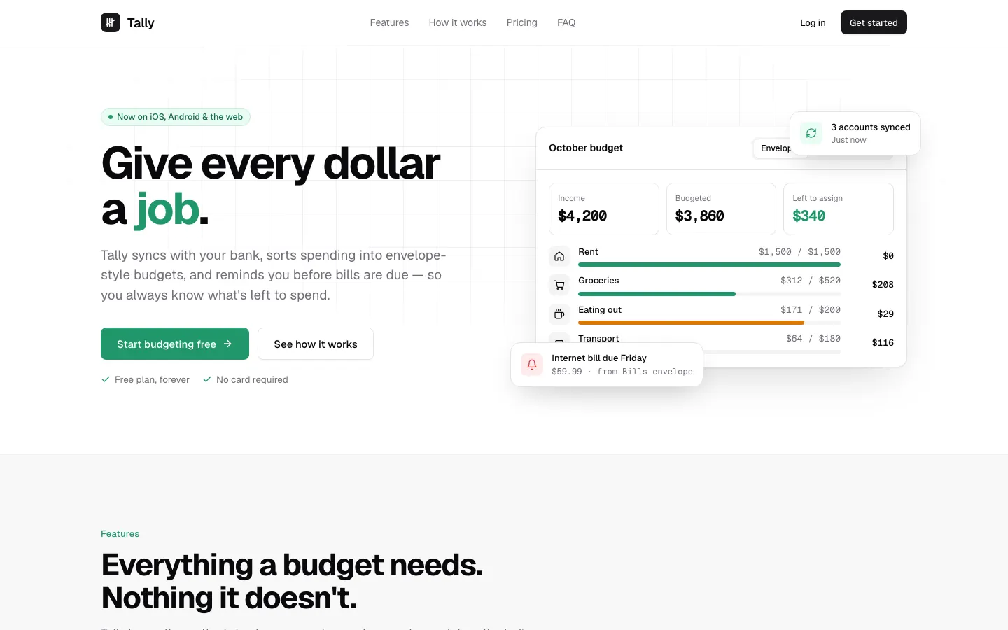 After: Tally landing page, made with shadcn/ui (Stitch Skills)