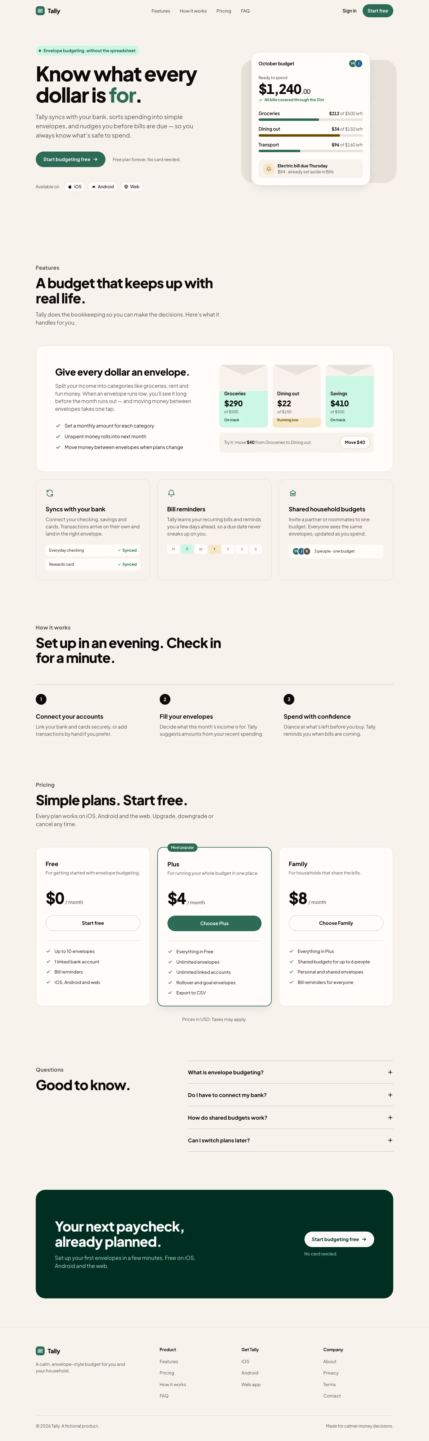 After: Tally landing page, made with Styleseed