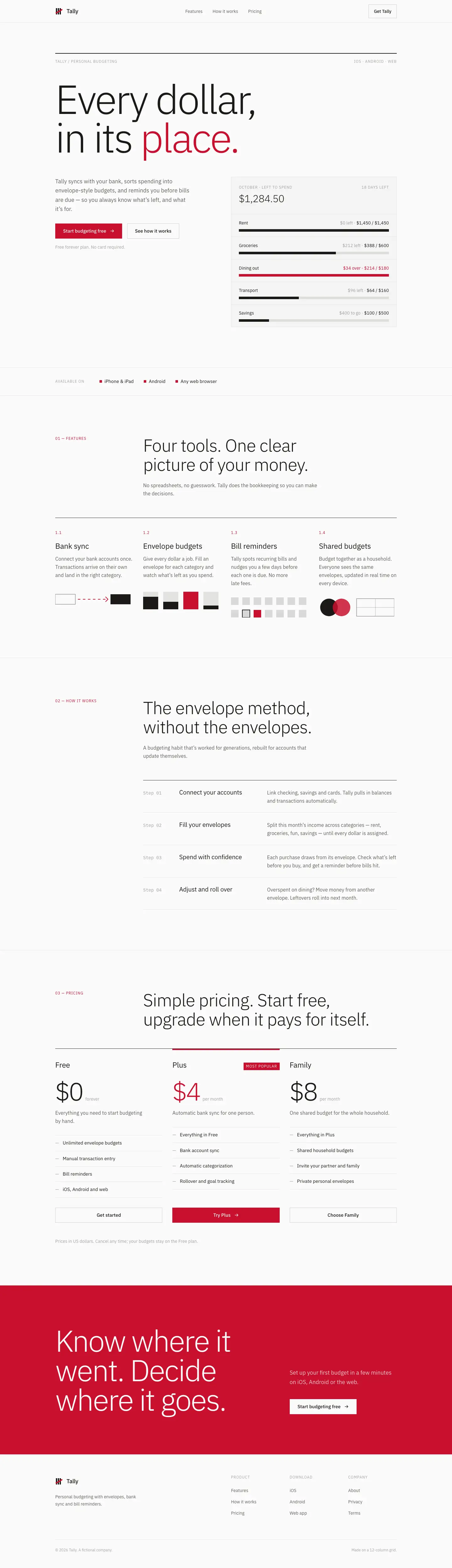 After: Tally landing page, made with Swiss Design