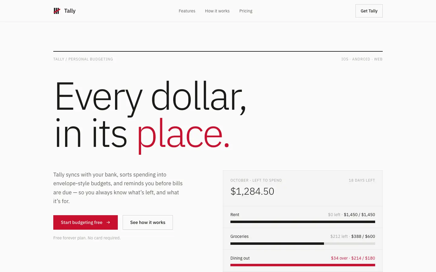 After: Tally landing page, made with Swiss Design