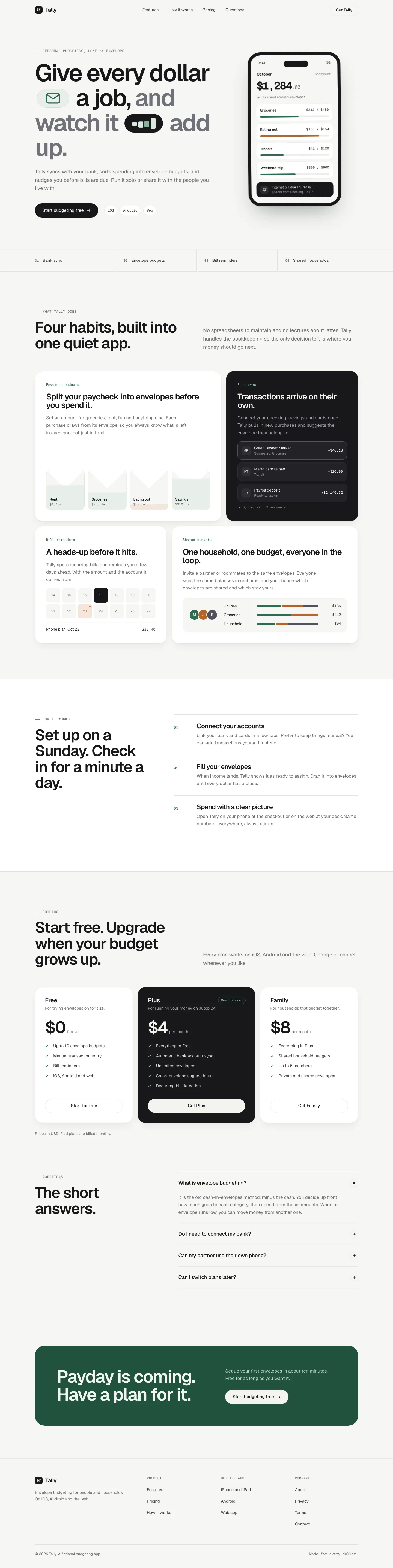 After: Tally landing page, made with Stitch Design Taste (Taste Skill)