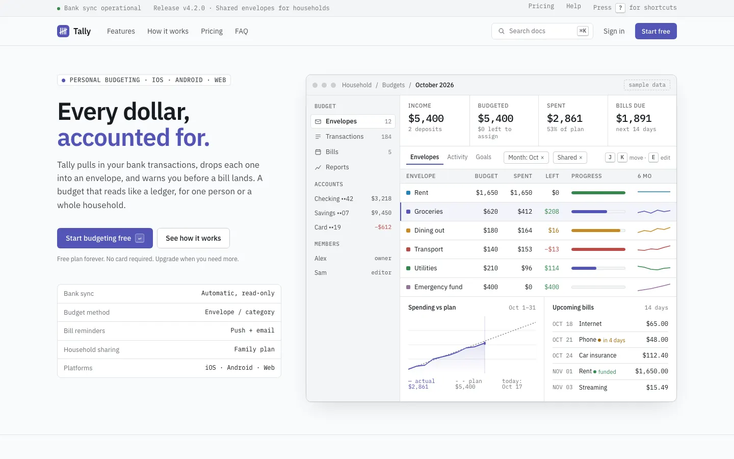 After: Tally landing page, made with UI Craft: Dense Dashboard
