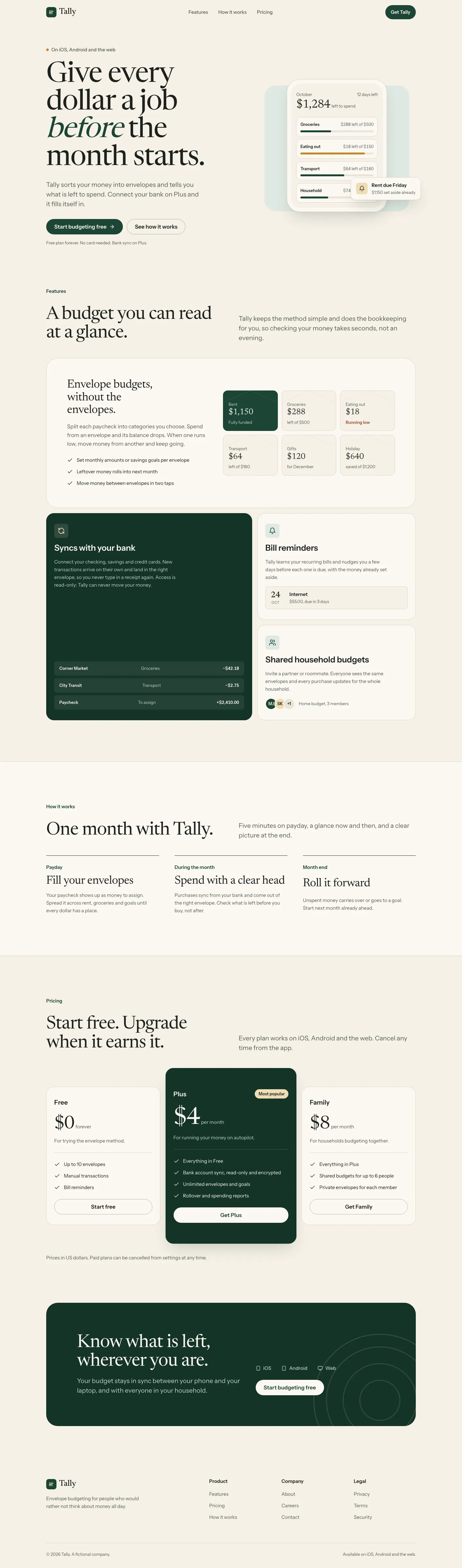 After: Tally landing page, made with UX/UI Agent Skills