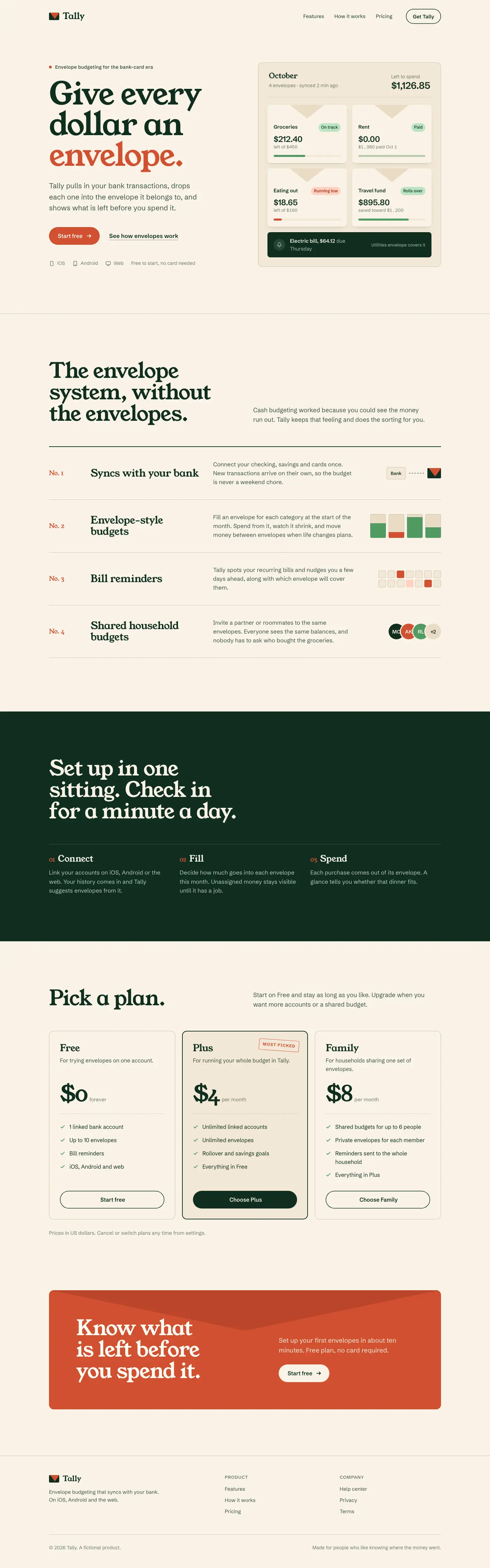 After: Tally landing page, made with Waza UI