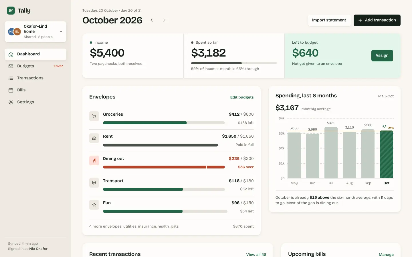 After: Tally dashboard, made with Waza UI