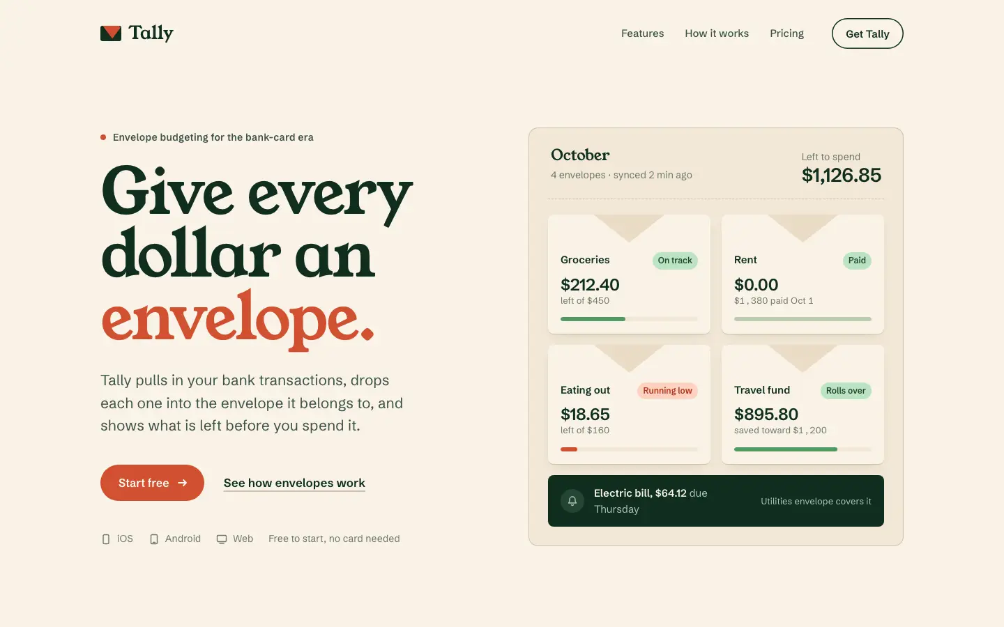 After: Tally landing page, made with Waza UI