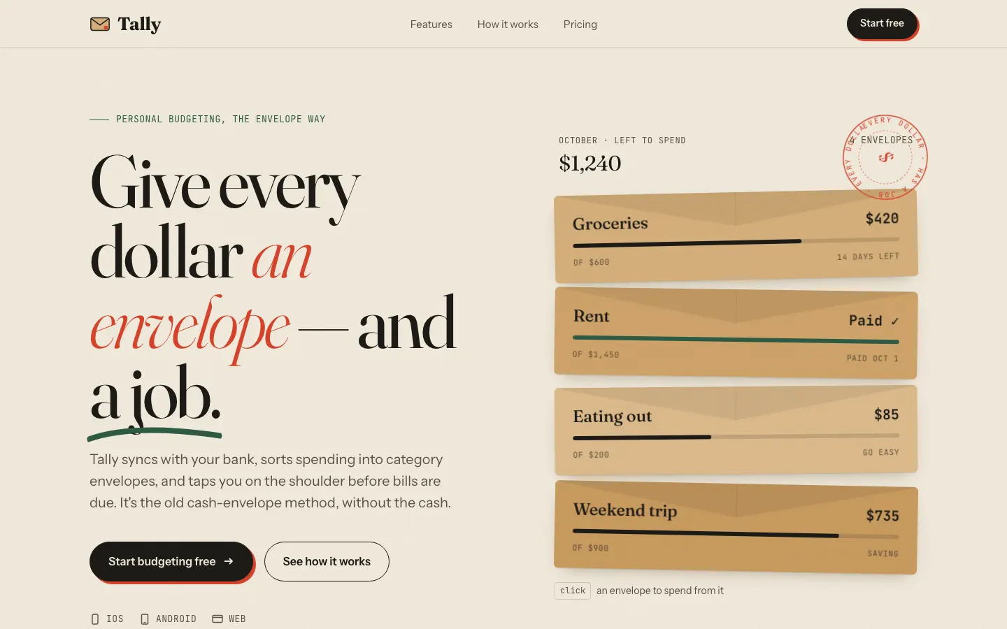 After: Tally landing page, made with web-designer