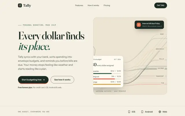 Tally landing page made with Algorithmic Art (Anthropic)