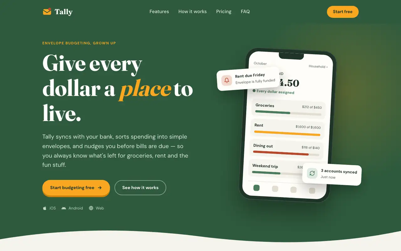 Tally landing page made with Theme Factory (Anthropic)