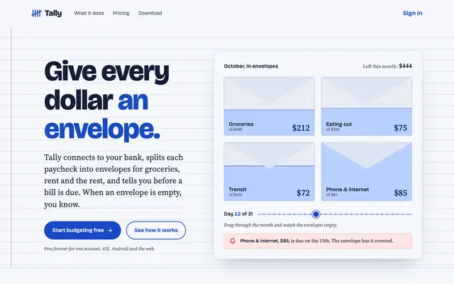 Tally landing page made with Auteur