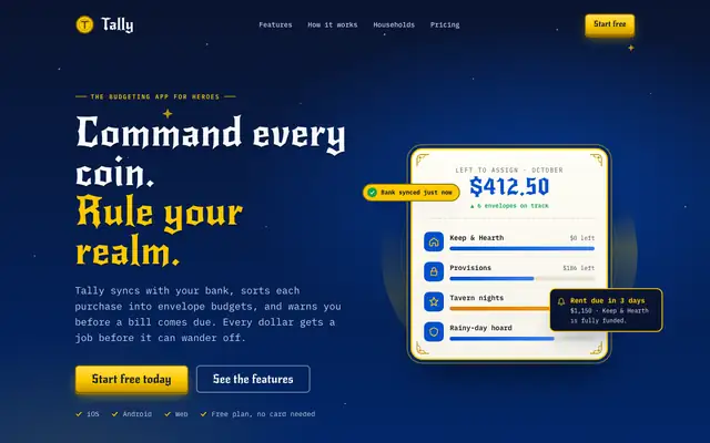 Tally landing page made with Fantasy (Awesome Design Skills)