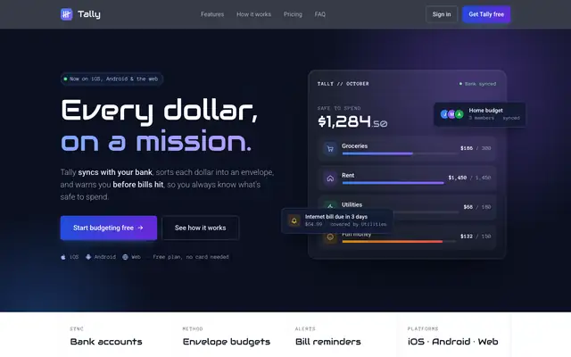 Tally landing page made with Futuristic (Awesome Design Skills)