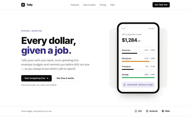 Tally landing page made with Minimal (Awesome Design Skills)