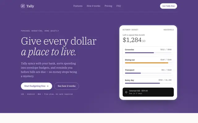 Tally landing page made with Modern (Awesome Design Skills)