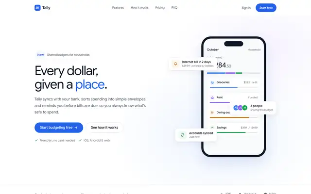 Tally landing page made with Square (Awesome Design Skills)