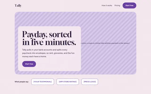 Tally landing page made with baoyu-design