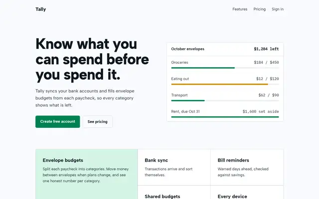 Tally landing page made with claude-design-system-prompt