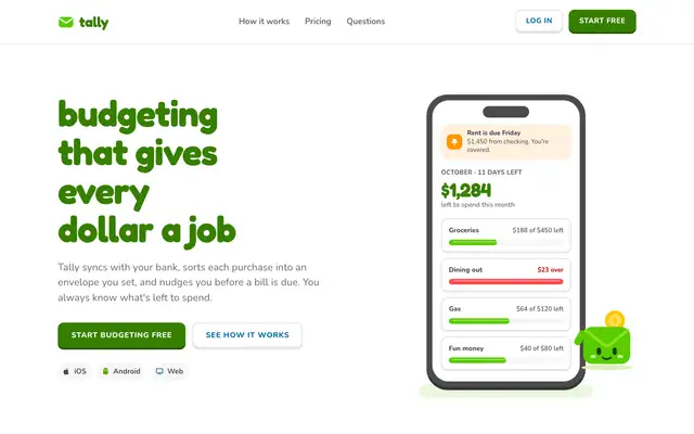 Tally landing page made with Design Engineering (agentsorg)