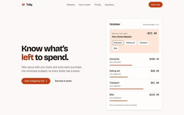 Tally landing page made with Design Taste (h3nryprod01)