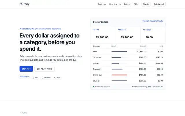Tally landing page made with Corporate Trust (Design Taste by Mustafa)