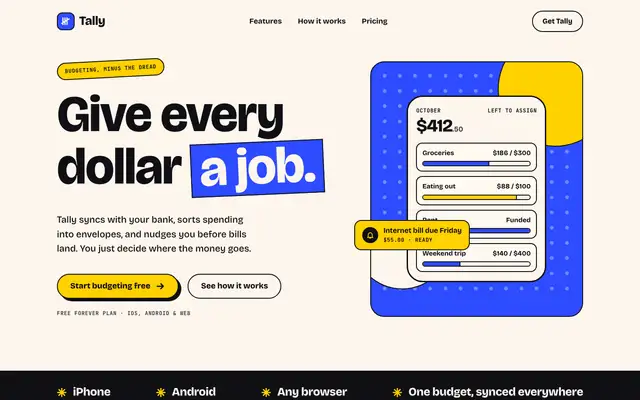 Tally landing page made with Playful Color (Design Taste by Mustafa)
