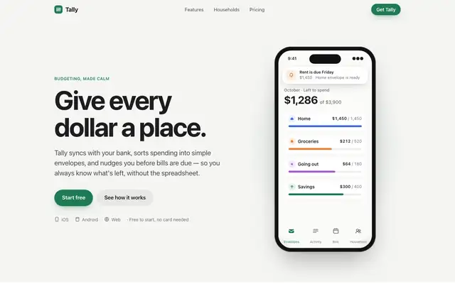 Tally landing page made with Apple Design (Emil Kowalski)