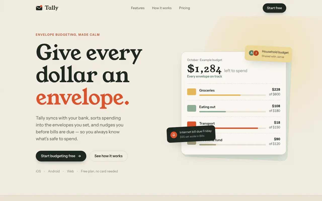 Tally landing page made with Garden Web Design Engineer