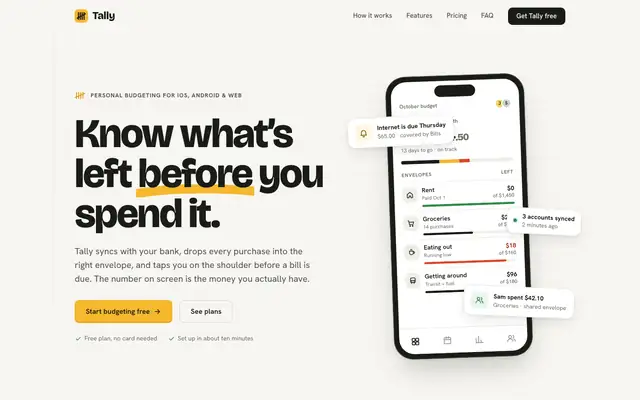 Tally landing page made with hue
