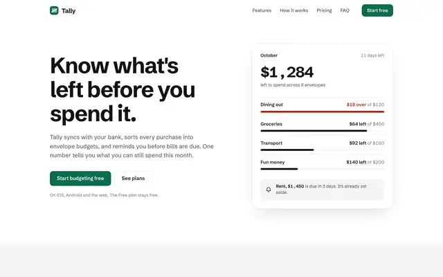 Tally landing page made with Interface Craft