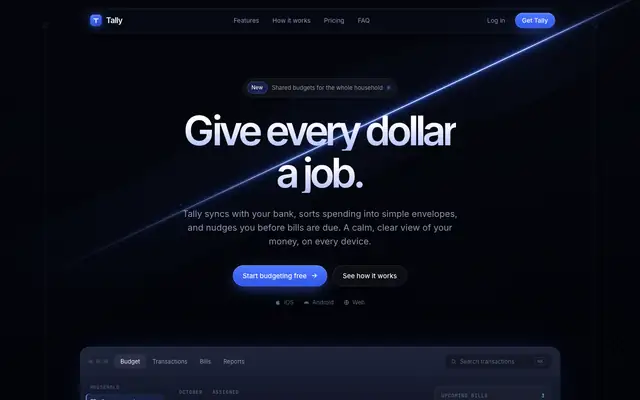 Tally landing page made with Blue Laser Clean Glass Layout (Meng To)