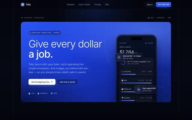 Tally landing page made with Dark Blue Contrasting Clean (Meng To)