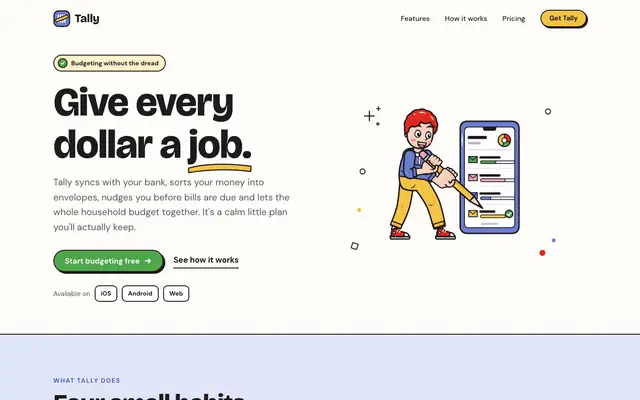 Tally landing page made with Illustration: Outlined Cartoon (Meng To)