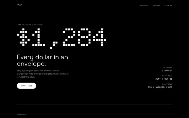 Tally landing page made with nothing-design-skill