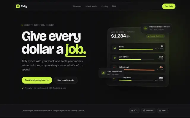 Tally landing page made with Premium Frontend Design (kv0906)