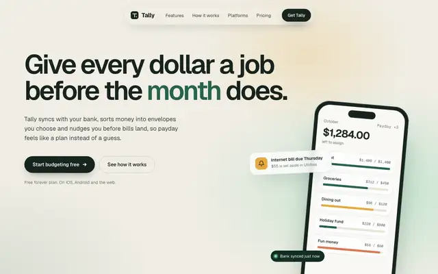 Tally landing page made with GPT Taste (Taste Skill)