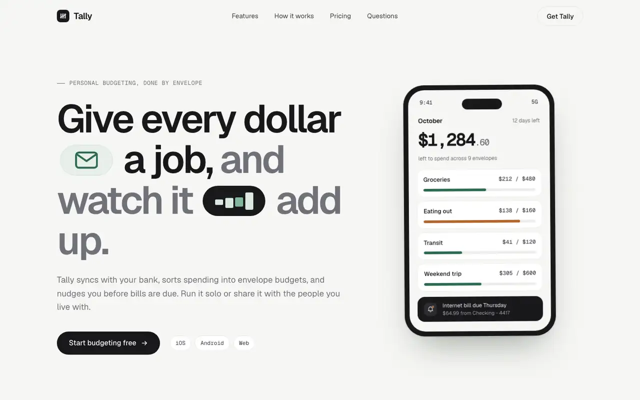 Tally landing page made with Stitch Design Taste (Taste Skill)