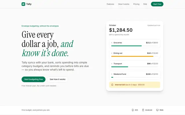 Tally landing page made with Baseline UI (UI Skills)