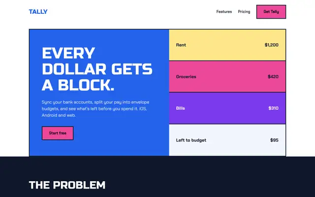 Tally landing page made with UI UX Pro Max