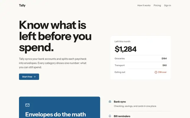 Tally landing page made with ux-ui-agent-skills